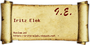 Iritz Elek névjegykártya